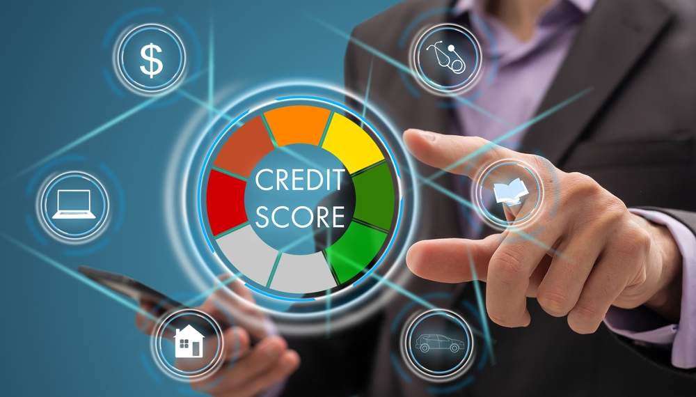 Credit score ratings based on debt reports, illustrating individuals' creditworthiness or risk for student loans, mortgages, and payment cards.